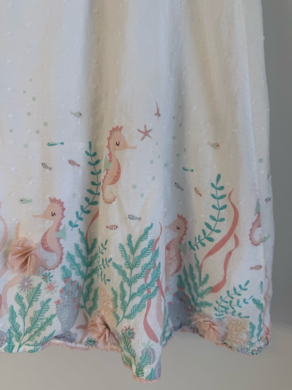 Cupcakes and Cashmere Girls Seahorse Dress Size 7 White Cotton Eyelet - Picture 2 of 13